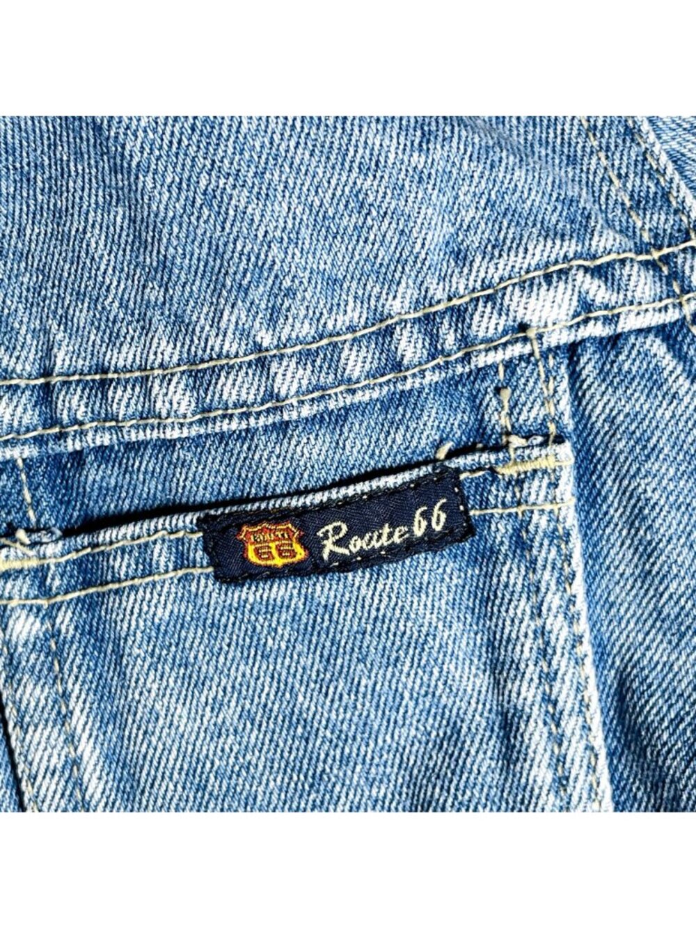 Vintage Route 66 Denim Jean Jacket Gender Neutral Kids 10 - 12 / Adult XS - Picture 13 of 14